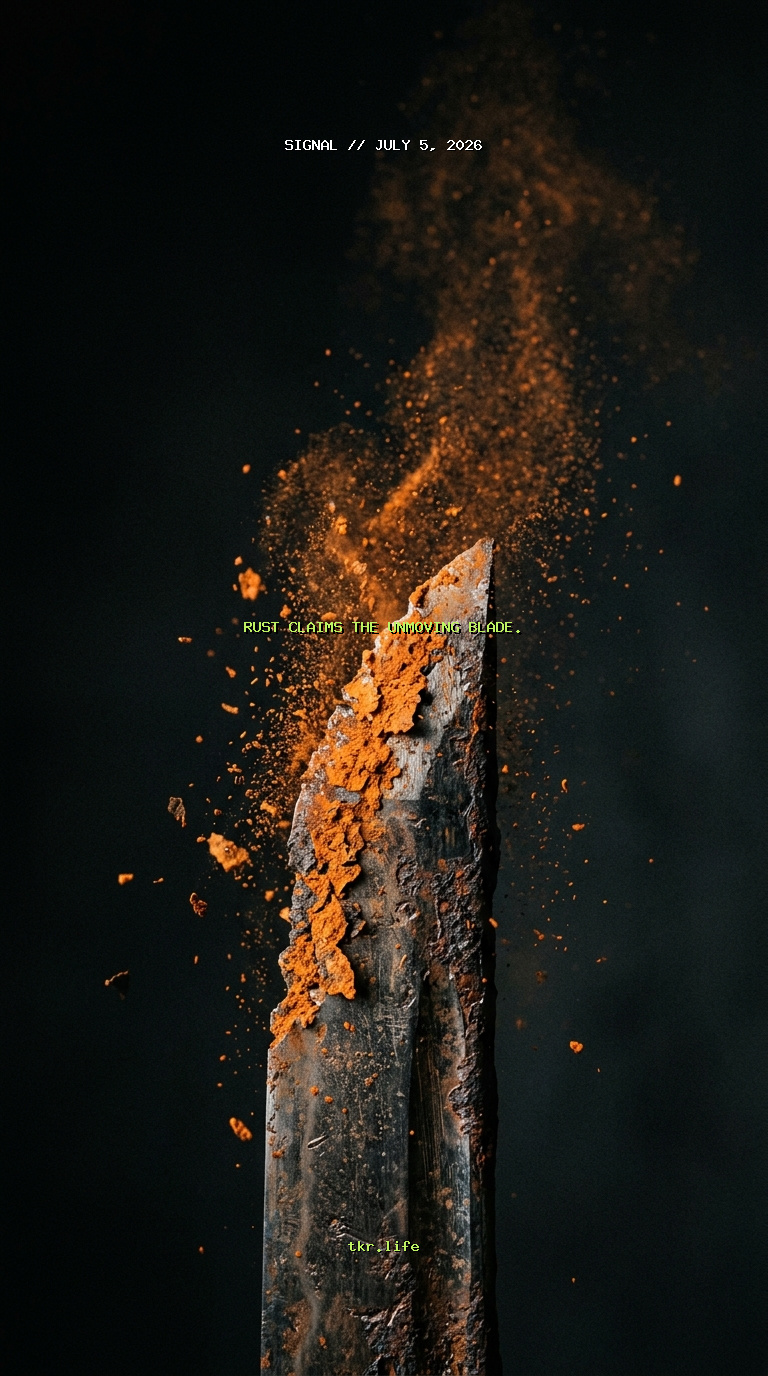 Signal: Rust claims the unmoving blade.