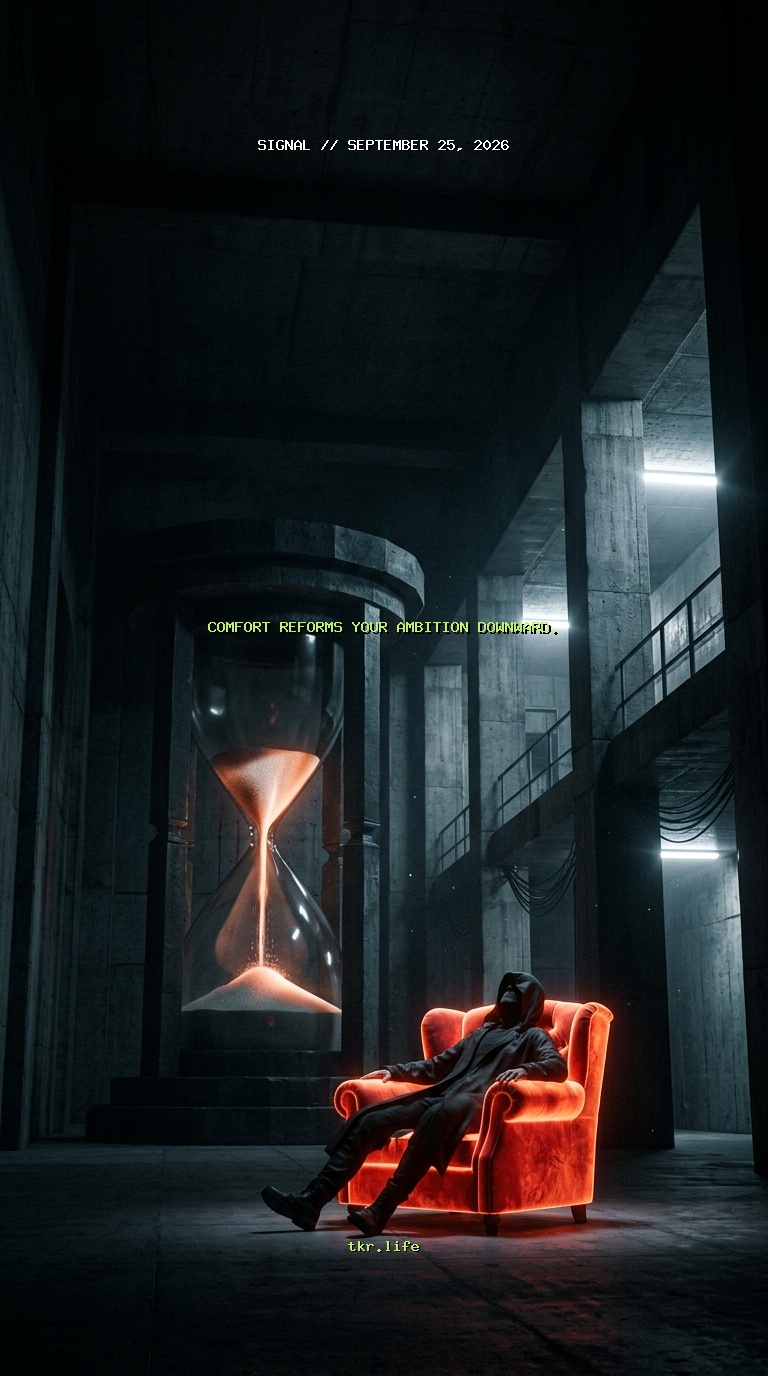 Signal: Comfort reforms your ambition downward.