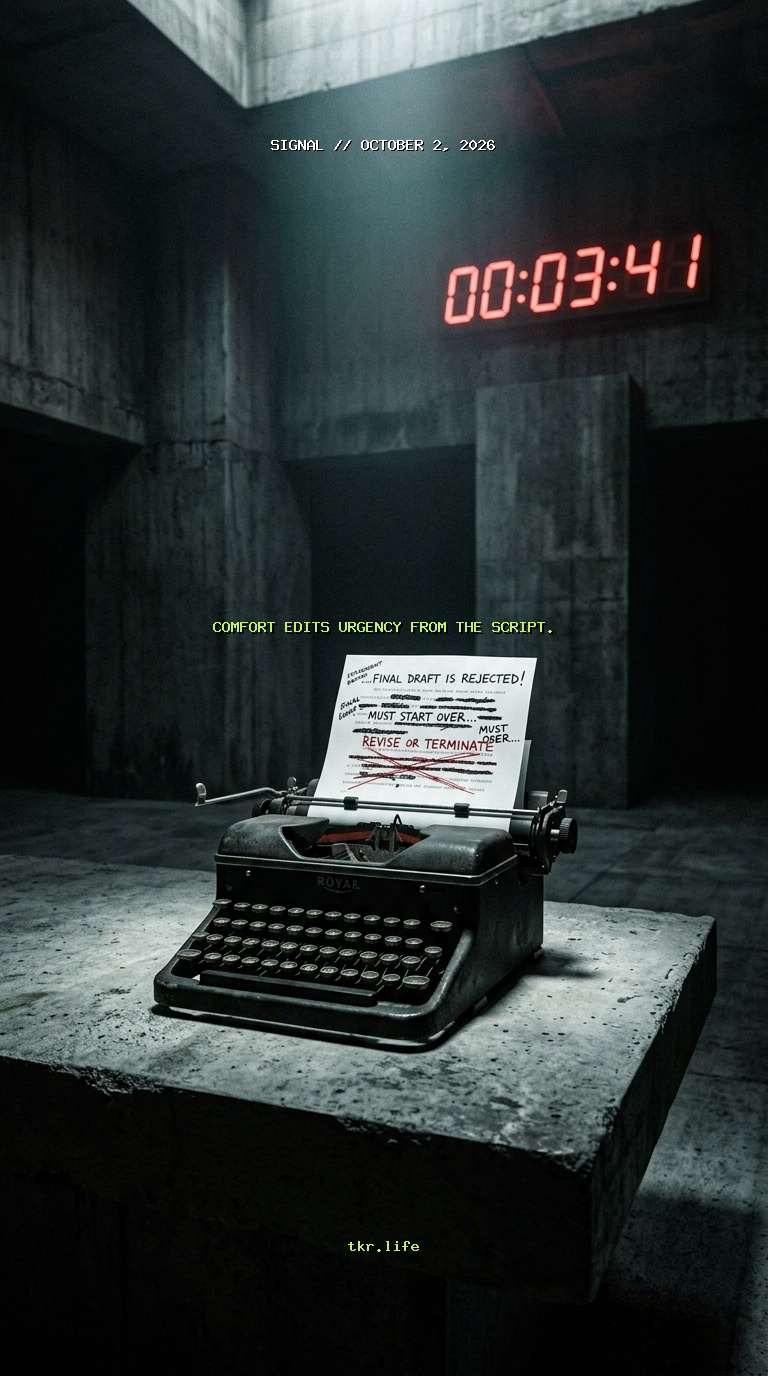 Signal: Comfort edits urgency from the script.