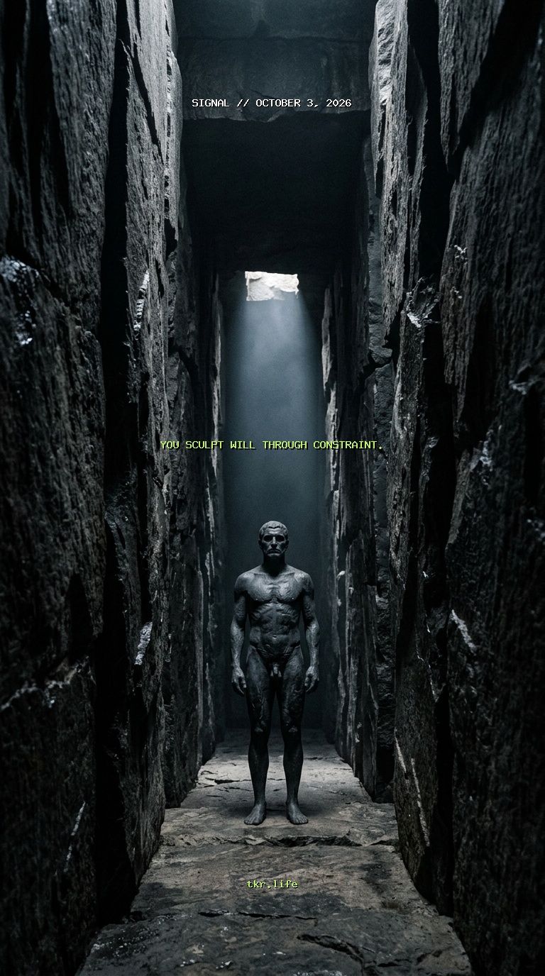 Signal: You sculpt will through constraint.